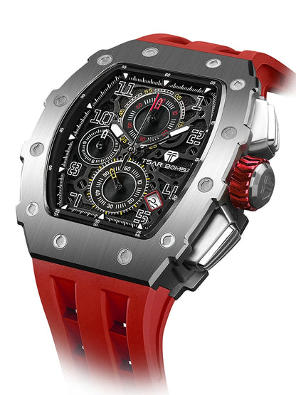 TSAR BOMBA New TB8204 Watch for Men Japan Quartz Chronograph 50M Waterproof Wristwatch Fashion Sport Clock Male Luxury Mens Gift