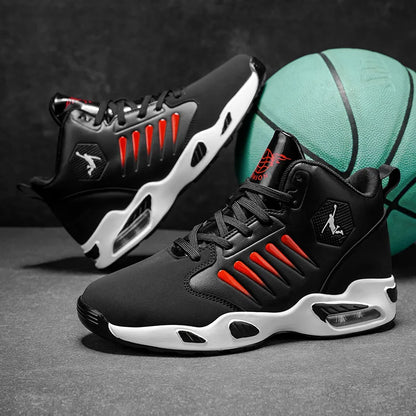 Men's High-Top Basketball Shoes with Breathable Mesh Design for Maximum Comfort, Outdoor Shock-Absorbing Running Shoes, High-Rebound Cushioning Technology for Smoother and More Comfortable Running, Enhanced Support, Stylish