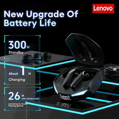 Lenovo XT53 Wireless Bluetooth 5.4 Gaming Earbuds – LED Display, Waterproof Noise Isolating Earphones with Low Latency & Microphone