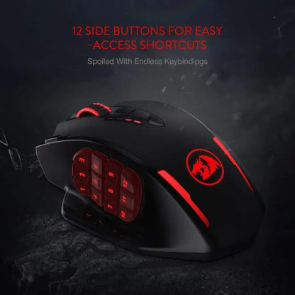 Redragon M913 Gaming 16000 DPI Wired 2.4Ghz Wireless RGB Optical Gamer Mouse 16 Programmable Buttons, Black/White Mouse