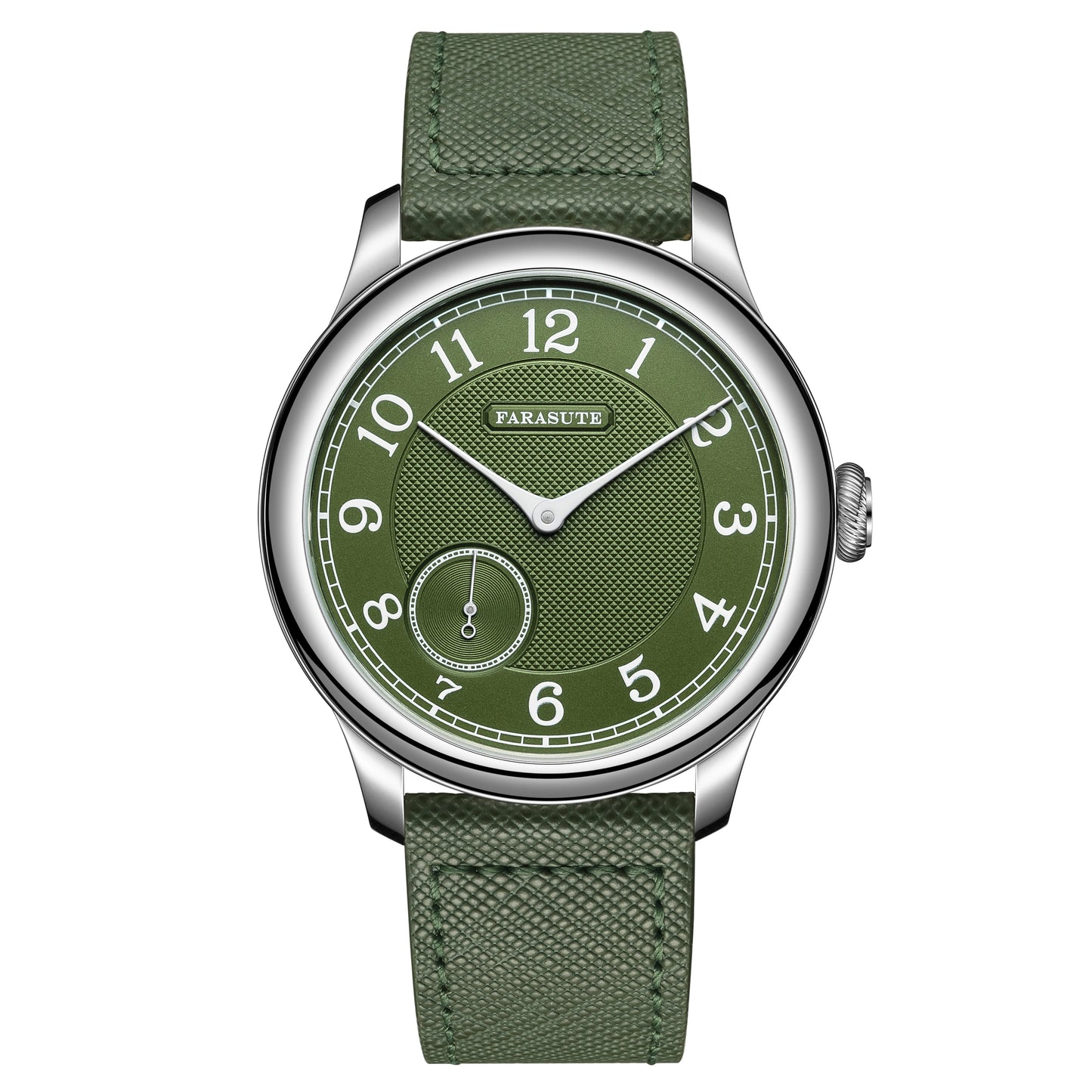 Orologio da uomo FARASUTE NEW Machinery con quadrante salmone, movimento meccanico manuale ST17, piccoli secondi e bracciale vintage Bonklip