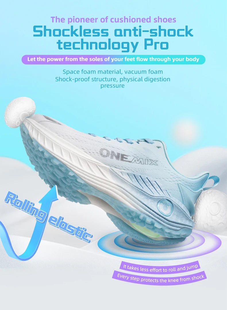 O-Resilio Running Shoes Men Cushion Stability Outdoor Sports Casual Mesh Lace-Up Lightweight Gym Jogging Sneakers