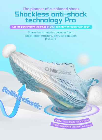 O-Resilio Running Shoes Men Cushion Stability Outdoor Sports Casual Mesh Lace-Up Lightweight Gym Jogging Sneakers