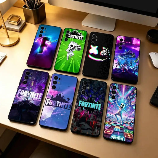 F-Fortnites-PC hra Kryt na telefon pro Samsung S25,S24,S21,S22,S23,S30,Ultra,S20,Plus,Fe,Lite,Note,10,černý kryt