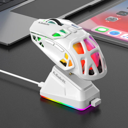 Лека геймърска мишка Lenovo Tri-Mode с RGB зарядна докинг станция 12000DPI 2.4G/Bluetooth/кабелна ергономична мишка за PC и лаптоп
