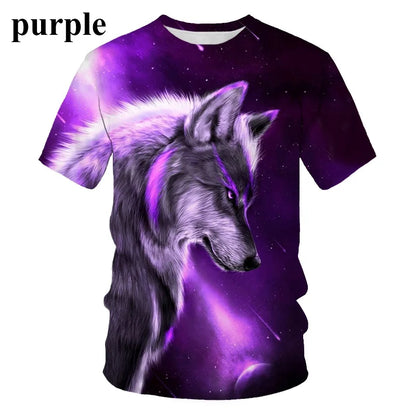 T-shirts 3D imprimés « Loup » tendance pour hommes/femmes – T-shirt graphique original à manches courtes