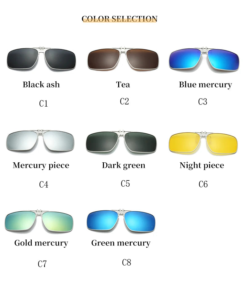 Ochelari de soare REXXAR pentru bărbați, cu clemă metalică, ochelari polarizați UV400, ochelari de soare pătrați pentru femei, cu vedere nocturnă, pentru șofat