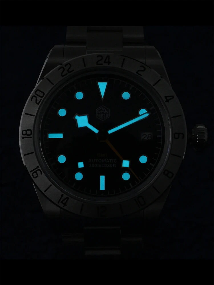 San Martin New 39mm NH34 BB GMT Automatic Mechanical Watch Sport Watch Sapphire Luminous Waterproof 100m for Men Watch SN0054