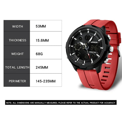 SANDA 9053 G Sports Military Men's Watches Luxury Digital Watch 50M Waterproof Quartz Wristwatch for Male Relogios Masculino