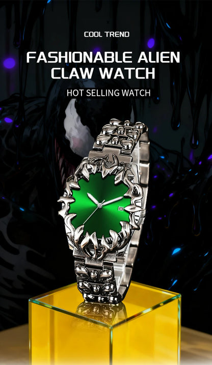 Sports Men Watch Fashion Man Stainless Steel Quartz Movement Red Clock Top Brand Halloween Creative Military Watch for Men reloj