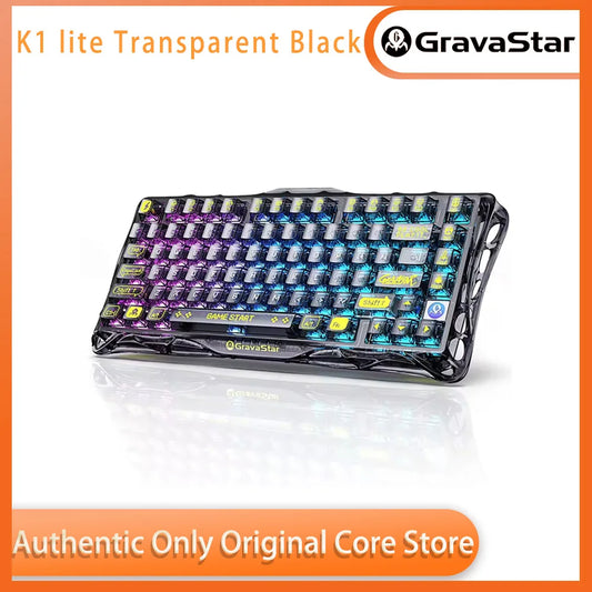 GravaStar Mercury K1 Lite Transparent Black Gaming Keyboard, 100% Original, Gasket Hot Swappable Mechanical Keyboard, RGB Keyboard