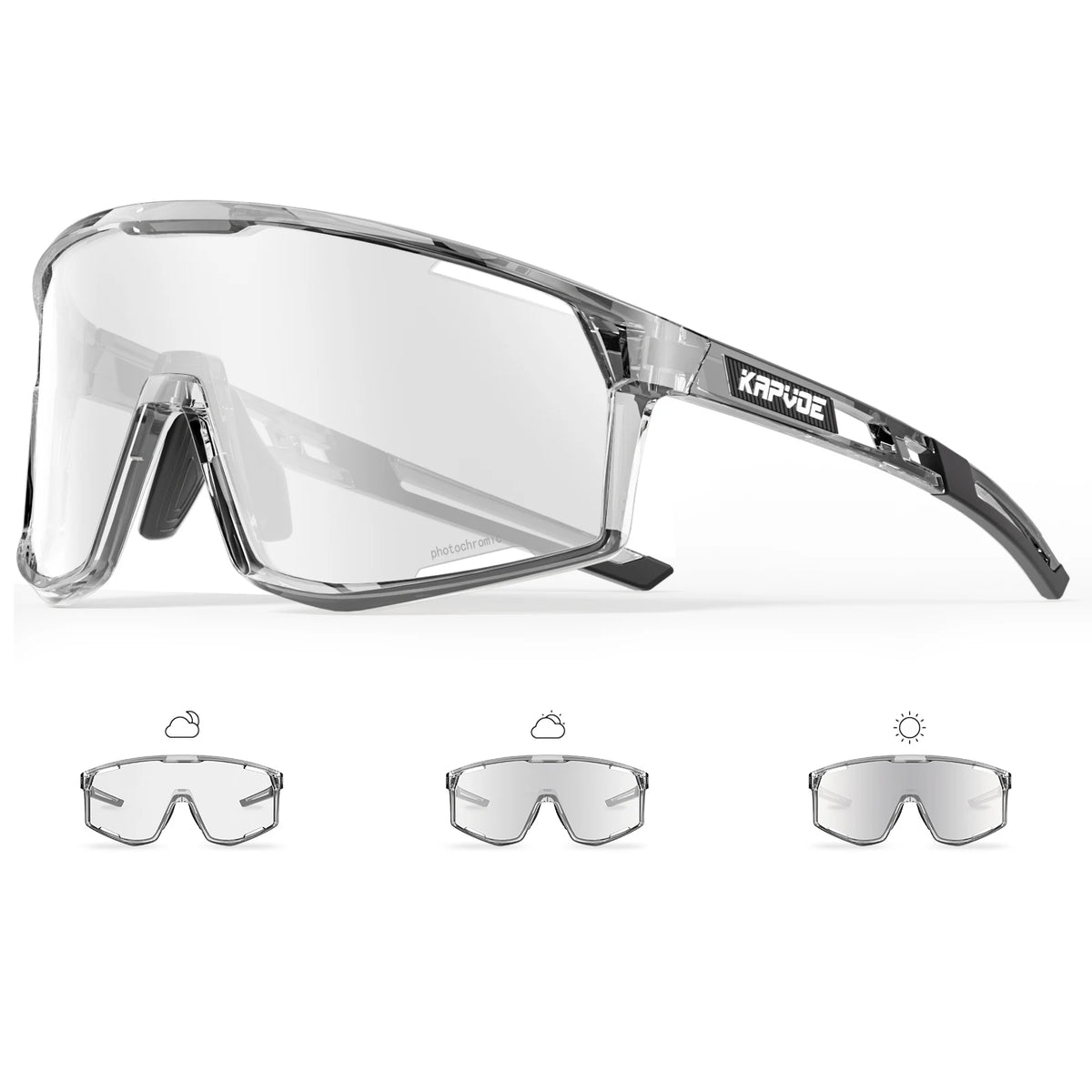 KAPVOE Ochelari UV400 pentru bărbați și femei, pentru ciclism de șosea, sporturi montane, activități în aer liber, ochelari de soare fotocromatici pentru ciclism, ochelari de bicicletă