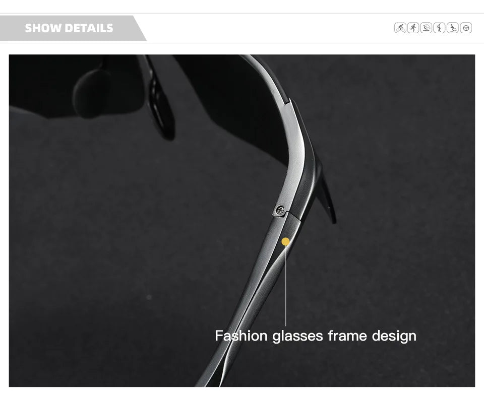 Ochelari de soare polarizați pentru bărbați marca CLLOIO, ramă din aluminiu, UV400, anti-orbire, ochelari de soare pentru bărbați, ochelari de condus, fără ramă, Oculos De Sol