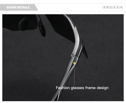 Ochelari de soare polarizați pentru bărbați marca CLLOIO, ramă din aluminiu, UV400, anti-orbire, ochelari de soare pentru bărbați, ochelari de condus, fără ramă, Oculos De Sol
