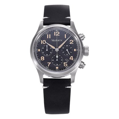 Milifortic 39MM Men's Solar Chronograph M069 Sapphire Crystal VS75 Stainless Steel Case Military Style Quartz Wristwatches