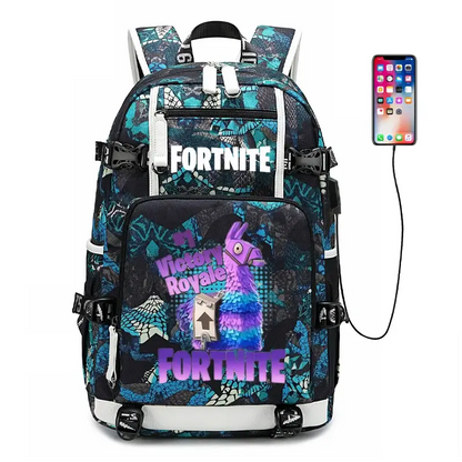 Mochila escolar para estudante com estampado do jogo Fortnite, para rapazes e raparigas, grande capacidade, impermeável, leve e resistente, presente de aniversário