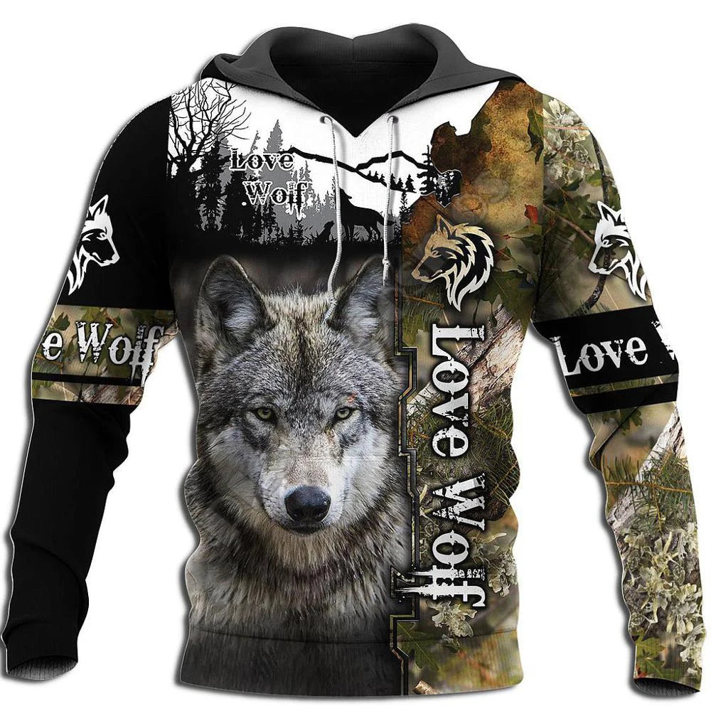 Wolf Printed Hoodies Men 3D Hoodies Brand Sweatshirts Jackets Quality Pullover Fashion Tracksuits Animal Streetwear Out