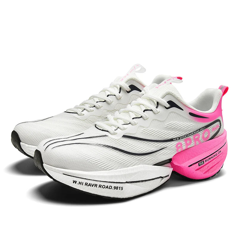 New Men's Carbon Plate Sneakers, Outdoor Soft Sole Mesh Sports Shoes, Running Shoes, Lightweight, Anti-Slip, Casual Couple Tennis Shoes