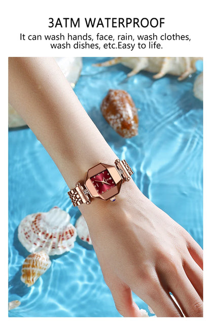 POEDAGAR Luxury Brand Women Watch Stainless Stain Waterproof Quartz Watches For Woman Fashion Simple Rose Gold Ladies Watch Gift