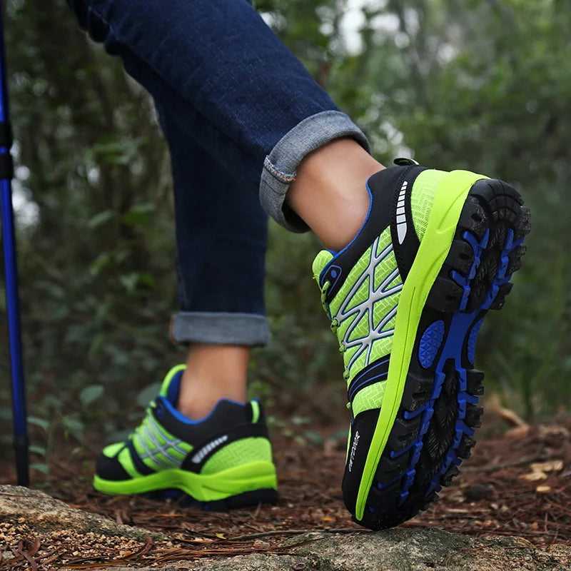 Sapatos de caminhada de marca para homem em malha respirável, calçado de viagem outdoor impermeável para caça e pesca, sapatos desportivos de montanha, todo-o-terreno e equitação