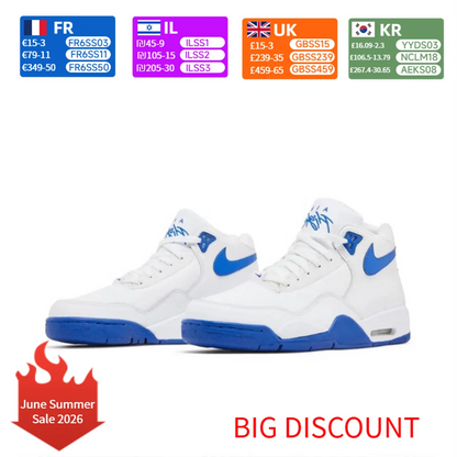 Nike Flight Legacy – Bequeme und vielseitige Retro-Basketballschuhe im Mid-Top-Stil für Herren, Weiß/Blau, BQ4212-103
