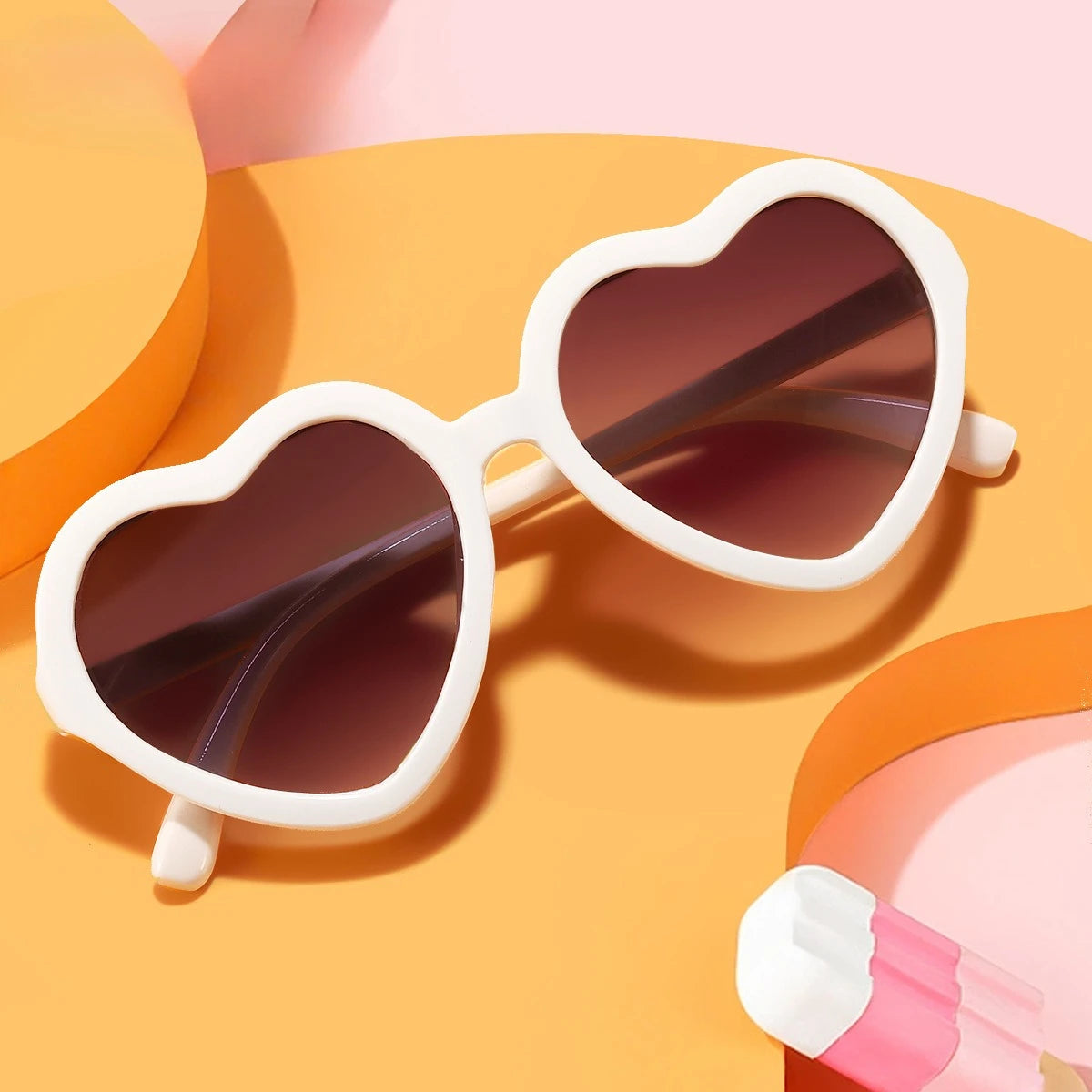 Ochelari de soare eleganți pentru copii, roz trandafiriu, cu inimioare, protecție UV400, ramă reglabilă, pentru băieți, fete, bebeluși și copii mici de 0-12 ani