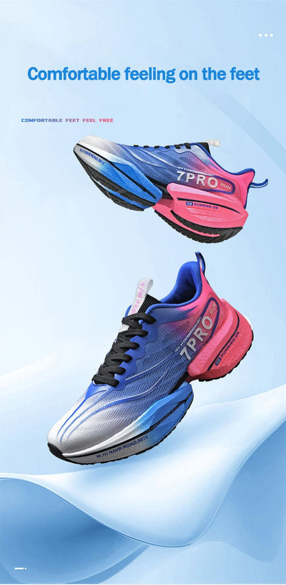 New Men's Carbon Plate Sneakers, Outdoor Soft Sole Mesh Sports Shoes, Running Shoes, Lightweight, Anti-Slip, Casual Couple Tennis Shoes