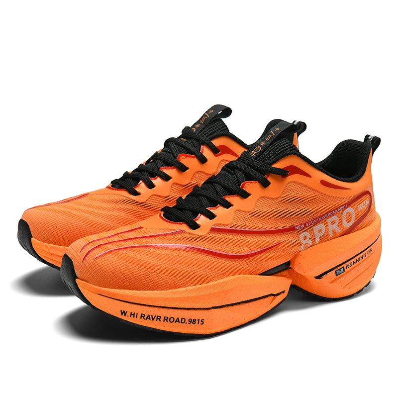 New Men's Carbon Plate Sneakers, Outdoor Soft Sole Mesh Sports Shoes, Running Shoes, Lightweight, Anti-Slip, Casual Couple Tennis Shoes