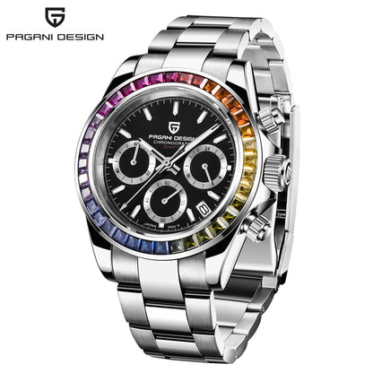 montre chronographe pour homme PAGANI DESIGN– Montre-bracelet à quartz de luxe, lumineuse et étanche.