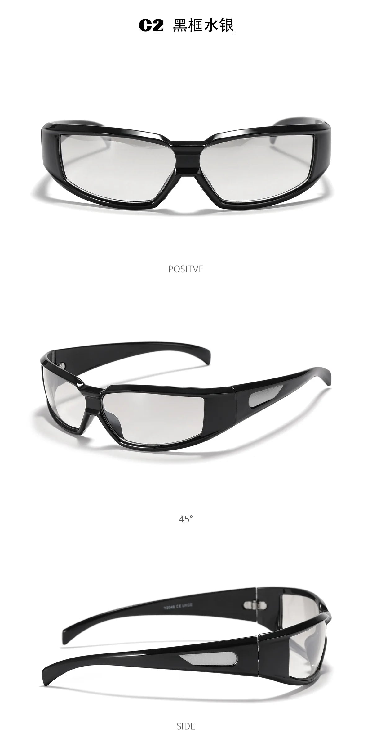 KLASSNUM Ochelari pentru femei Y2k Ochelari de soare la modă pentru bărbați, cu un design futurist și tehnologic Ochelari de soare argintii și roz pentru fete, cu protecție UV400
