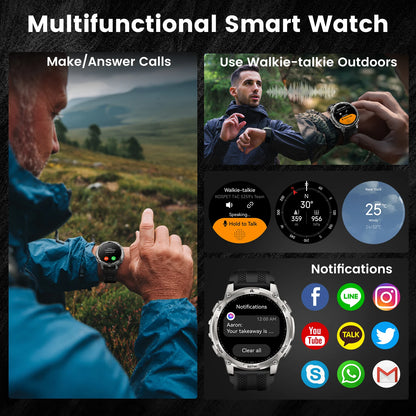 KOSPET TANK T4C Smartwatch Men's Outdoor GPS Watch with Bright LED Flashlight 5ATM Water-Resistant for Swimming Military Tough
