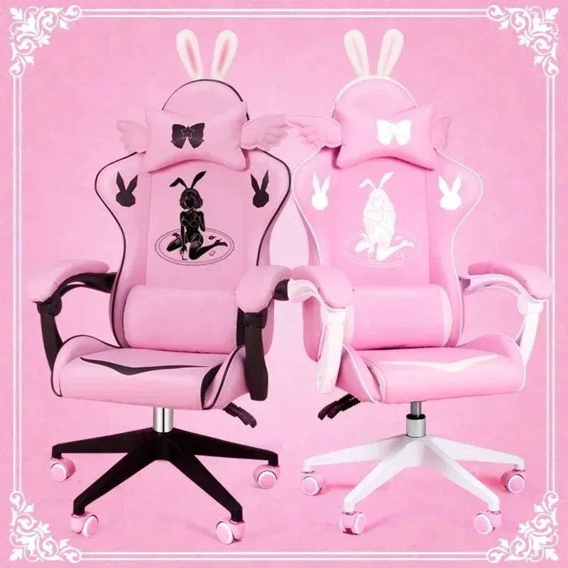 Pink Gaming Chair High-quality Girls Cartoon Home Live Gamer Chair Comfortable Swivel Adjustable Office Computer Furniture
