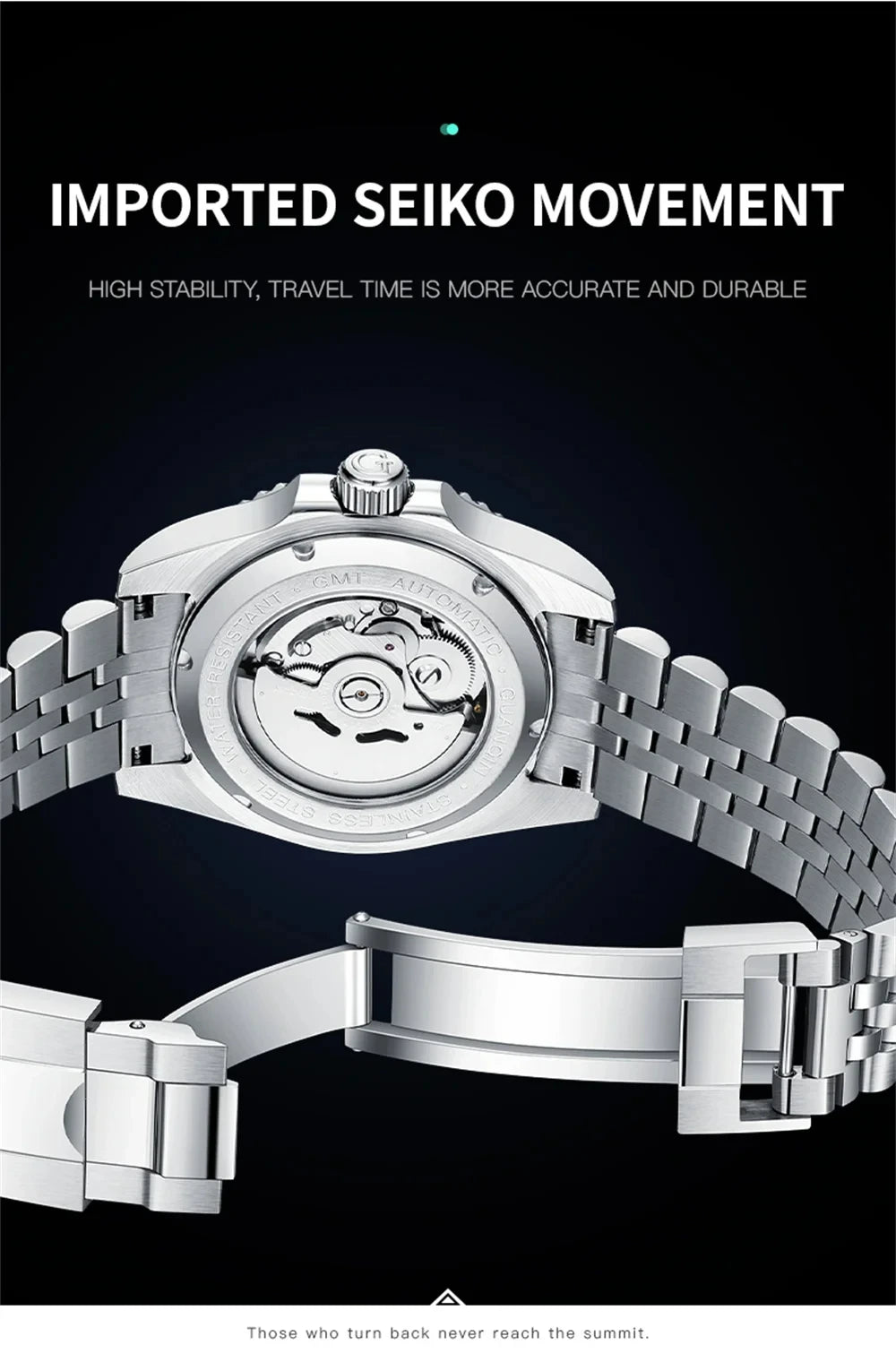GUANQIN GMT Herrenuhren 2025 Neue Automatikuhr für Herren NH34 Mechanische Armbanduhr Saphirglas Edelstahlgehäuse Linkshänder