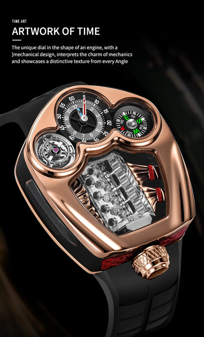 PINDU Design Engine Watches Men Top Brand Luxury Watch Compass Waterproof Quartz Wristwatch Festival Limited Watch + Gift Box