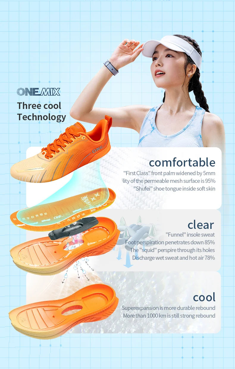 Zapatillas de running ONEMIX con nueva amortiguación para hombre, aptas para corredores de peso elevado, deportivas con cordones para mujer, antideslizantes, de exterior, zapatillas atléticas masculinas