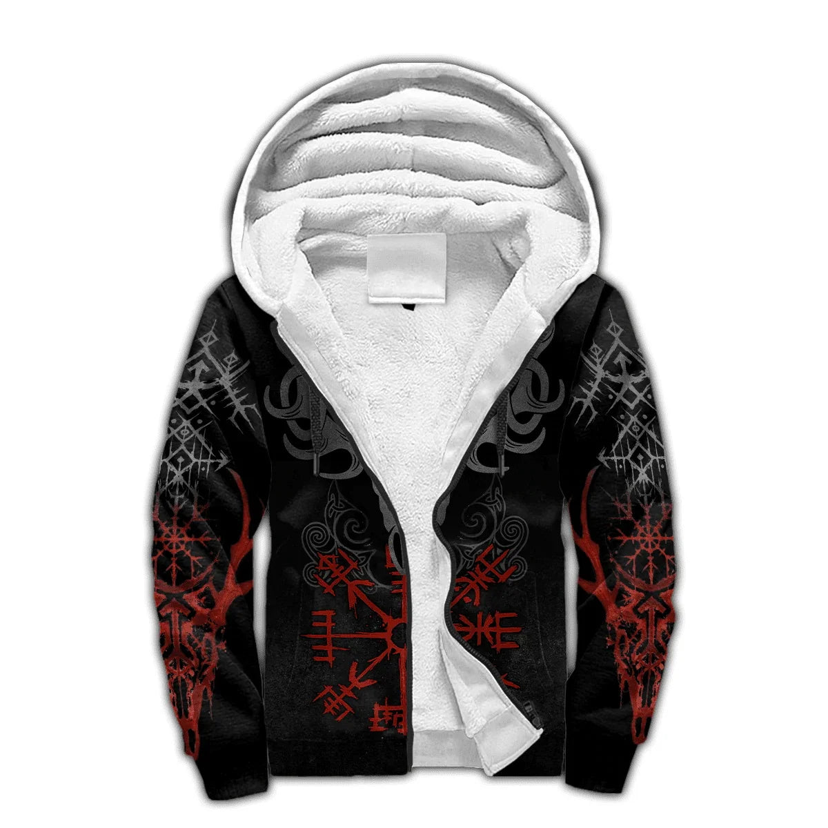 Mjolnir Odin Raven Wolf Tattoo 3D Printed Men's Winter Thicker Zip Hoodie Unisex Casual Hooded Tracksuit Warm Fleece Jacket KD16