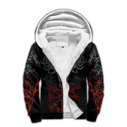 Mjolnir Odin Raven Wolf Tattoo 3D Printed Men's Winter Thicker Zip Hoodie Unisex Casual Hooded Tracksuit Warm Fleece Jacket KD16