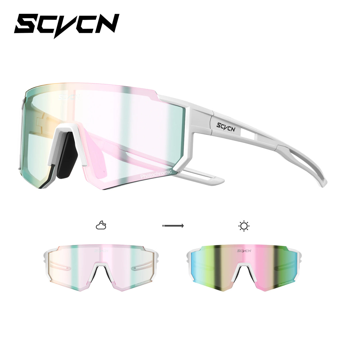 SCVCN Ochelari de soare sportivi pentru fete, ochelari de ciclism pentru copii, ochelari fotocromatici UV400, ochelari de baseball pentru băieți, ochelari pentru activități în aer liber, ochelari de soare pentru alergare și drumeții