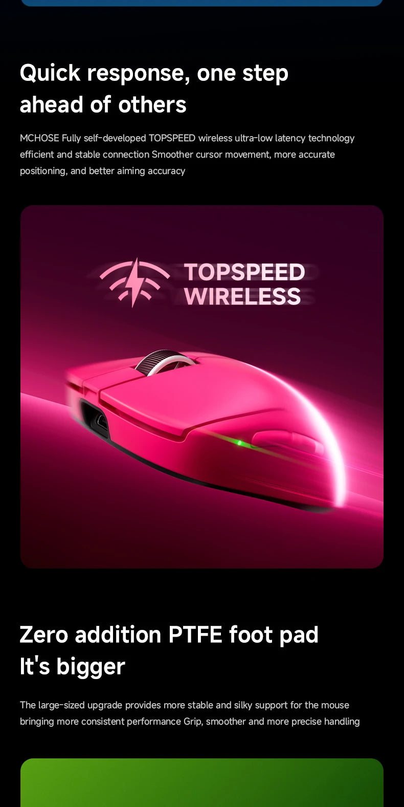MCHOSE A7 V2 Ultra / Pro lätt trådlös gamingmus Dual 8000Hz PAW3950 TI 42000DPI för PC och e-sportspelare