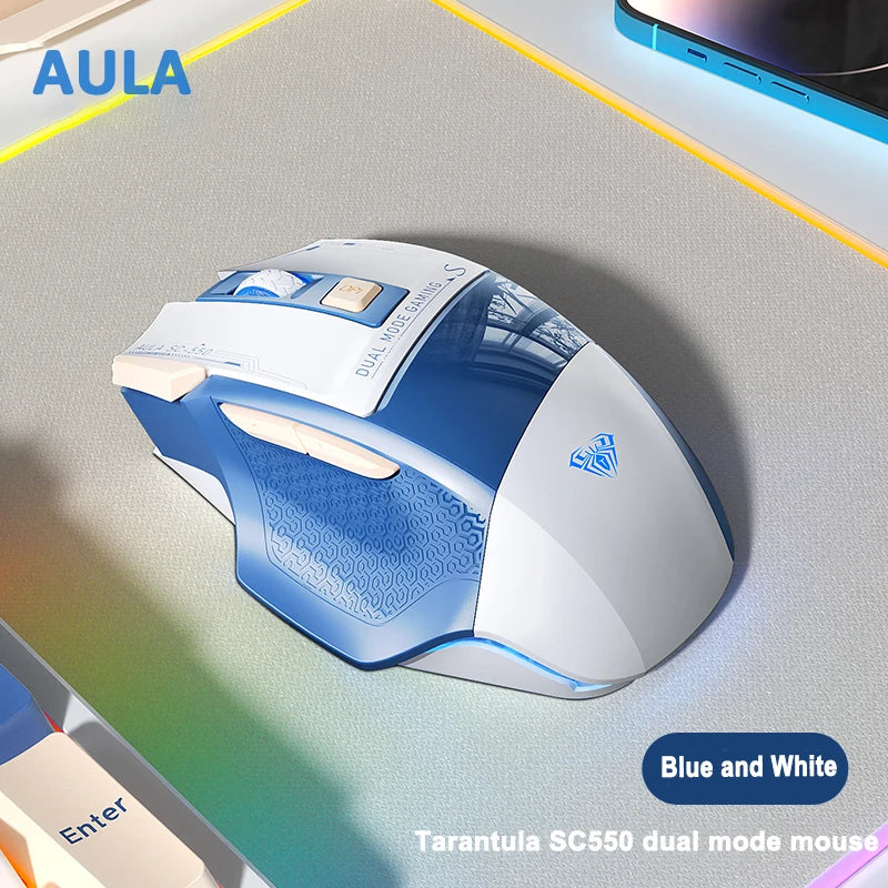 AULA SC550 gamingmus 2.4G trådlös makromus RGB-bakgrundsbelysning ergonomisk design e-sportmus PC-tillbehör