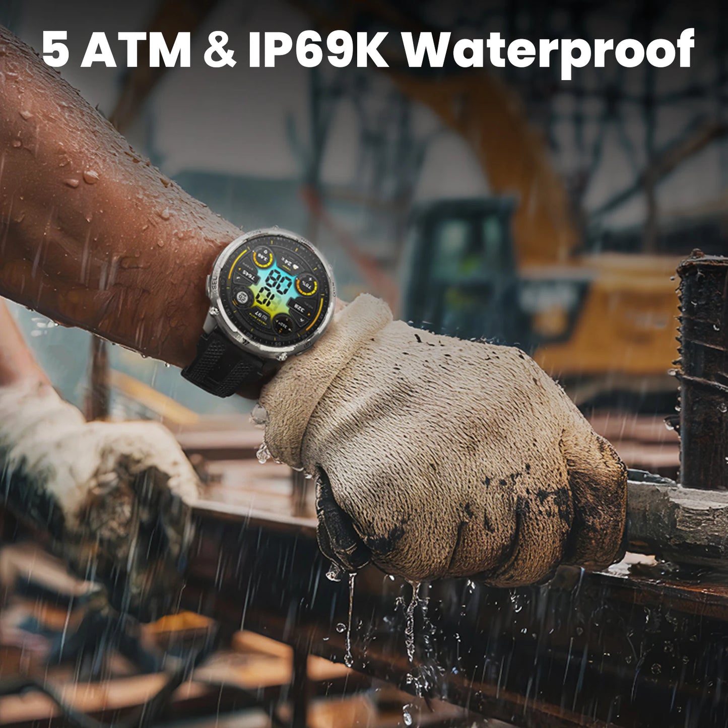 KOSPET TANK T4C Smartwatch Men's Outdoor GPS Watch with Bright LED Flashlight 5ATM Water-Resistant for Swimming Military Tough