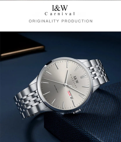 Carnival High-end Series I&W Brand Automatic Mechanical Watches Men Waterproof Watches 316L Steel Sapphire Business Men's Watch