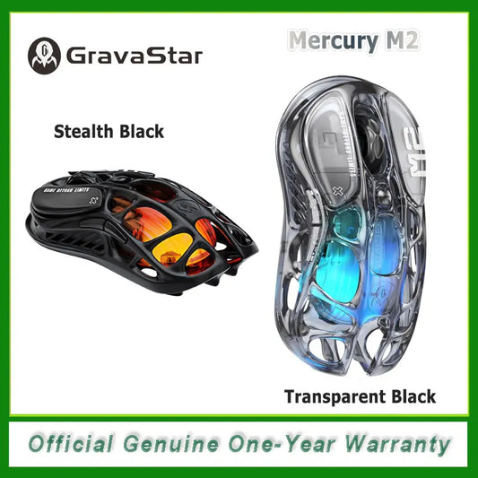 GravaStar Mercury M2 – bezprzewodowa mysz gamingowa z 26,000 DPI, sensorem PAW3395DM, lekką ażurową konstrukcją 79g i 5 programowalnymi przyciskami