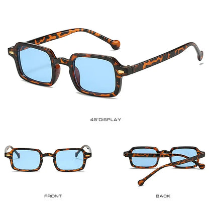Ochelari de soare Fashion Square pentru femei, model nou retro cu nituri decorative; ochelari de soare pentru bărbați, model leopard albastru, cu lentile degradate, protecție UV400