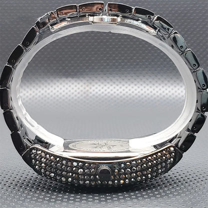 Stainless Steel Men's Watches Luxury Diamond Silver Iced Out Quartz Watch Top Brand 30M Waterproof Big Dial Tonneau Reloj Hombre