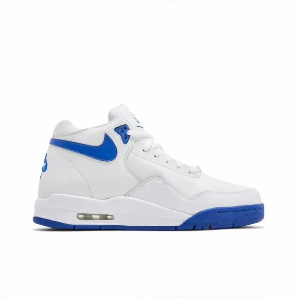 Nike Flight Legacy – Bequeme und vielseitige Retro-Basketballschuhe im Mid-Top-Stil für Herren, Weiß/Blau, BQ4212-103