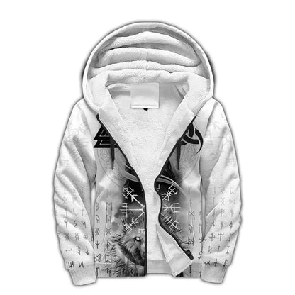 Mjolnir Odin Raven Wolf Tattoo 3D Printed Men's Winter Thicker Zip Hoodie Unisex Casual Hooded Tracksuit Warm Fleece Jacket KD16