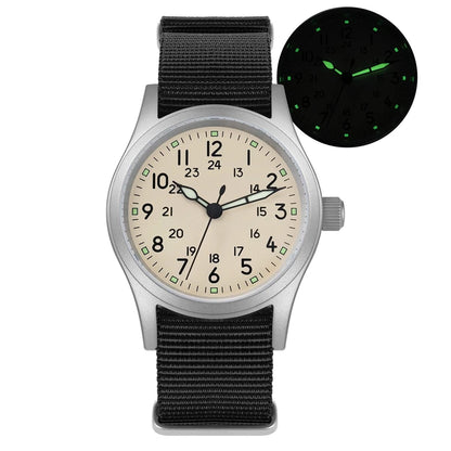 Militado ML05 Military Watch VH31 Sweep Movement Domed Sapphire Crystal Wristwatch High Clear AR Coating 38mm Vintage Watches