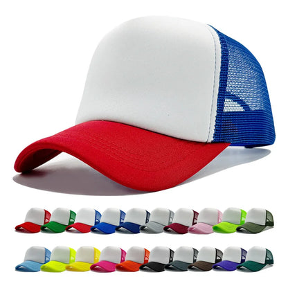 Sponge Mesh Baseball Cap - Unisex Solid Color Trucker Hat Adjustable UV Protection Fashion Breathable Snapback Sun Hat