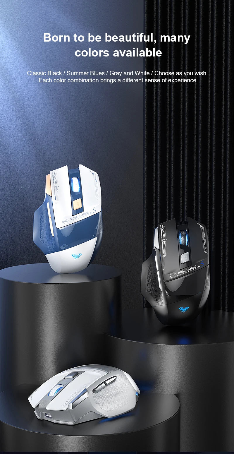 AULA SC550 gamingmus 2.4G trådlös makromus RGB-bakgrundsbelysning ergonomisk design e-sportmus PC-tillbehör